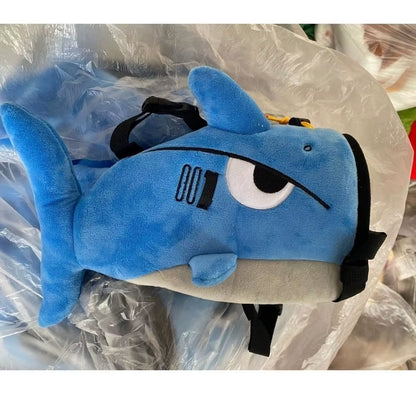 Gray Color Flannel Shark Chalk Bag Flannel Material Stuffed Animal Design Rock Climbing Bag Shark Shape Magnesium Powder Bag