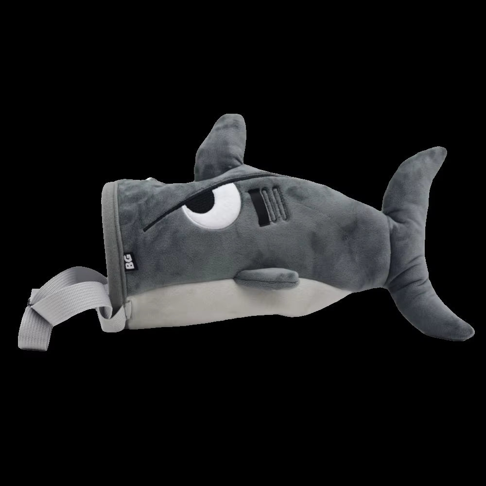 Gray Color Flannel Shark Chalk Bag Flannel Material Stuffed Animal Design Rock Climbing Bag Shark Shape Magnesium Powder Bag