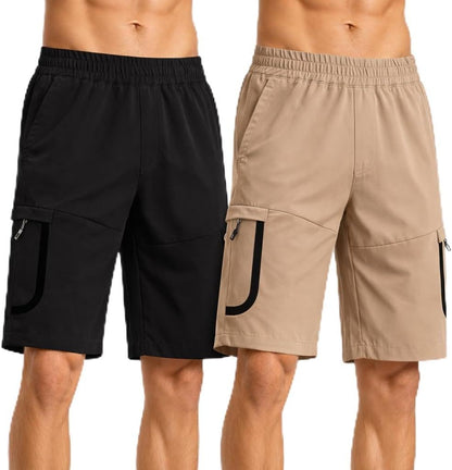 Men's Lightweight Quick-Dry Outdoor Sports Shorts with Zipper Pockets - Breathable Athletic Shorts for Hiking, Running, Gym, Travel, and Casual Wear