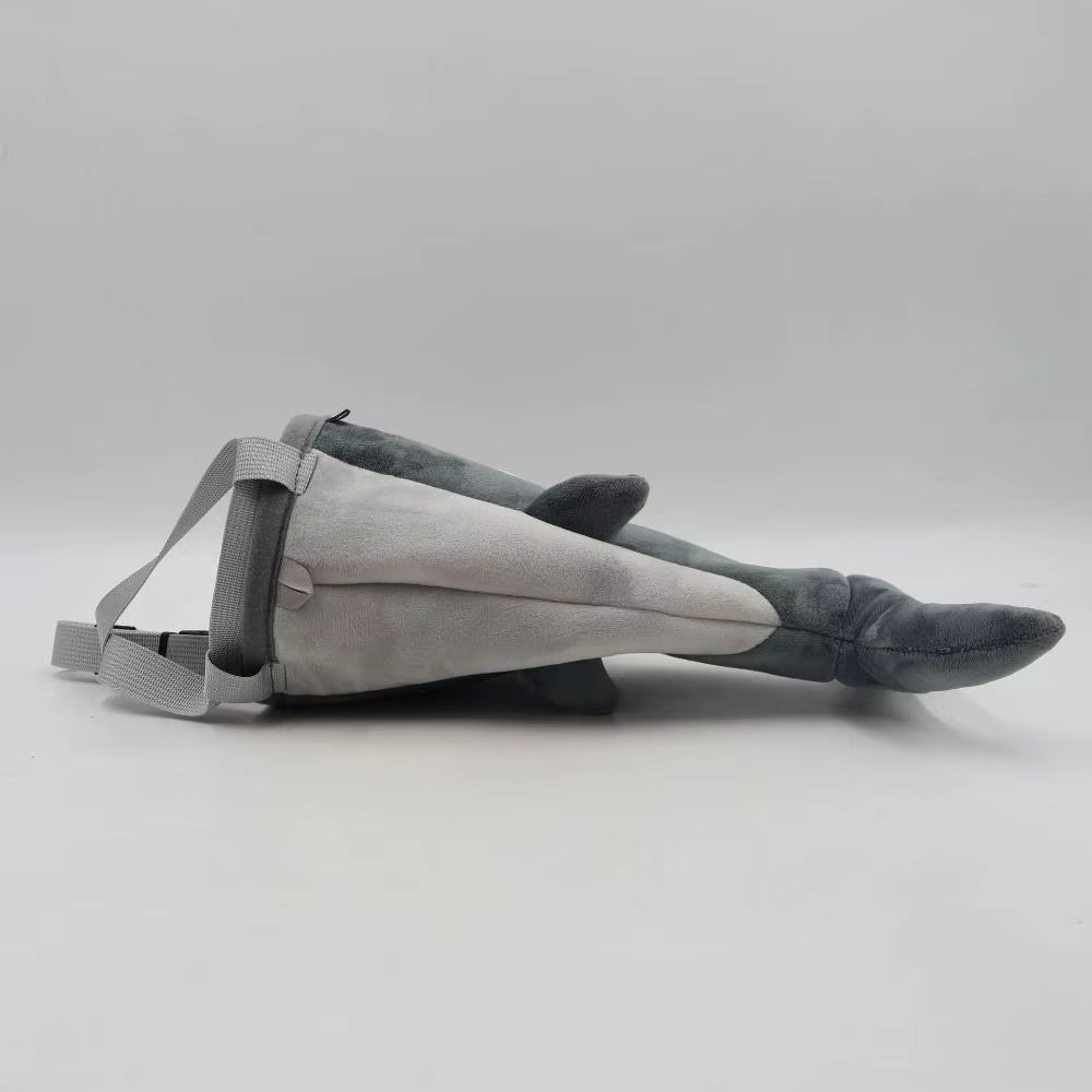 Gray Color Flannel Shark Chalk Bag Flannel Material Stuffed Animal Design Rock Climbing Bag Shark Shape Magnesium Powder Bag