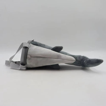 Gray Color Flannel Shark Chalk Bag Flannel Material Stuffed Animal Design Rock Climbing Bag Shark Shape Magnesium Powder Bag