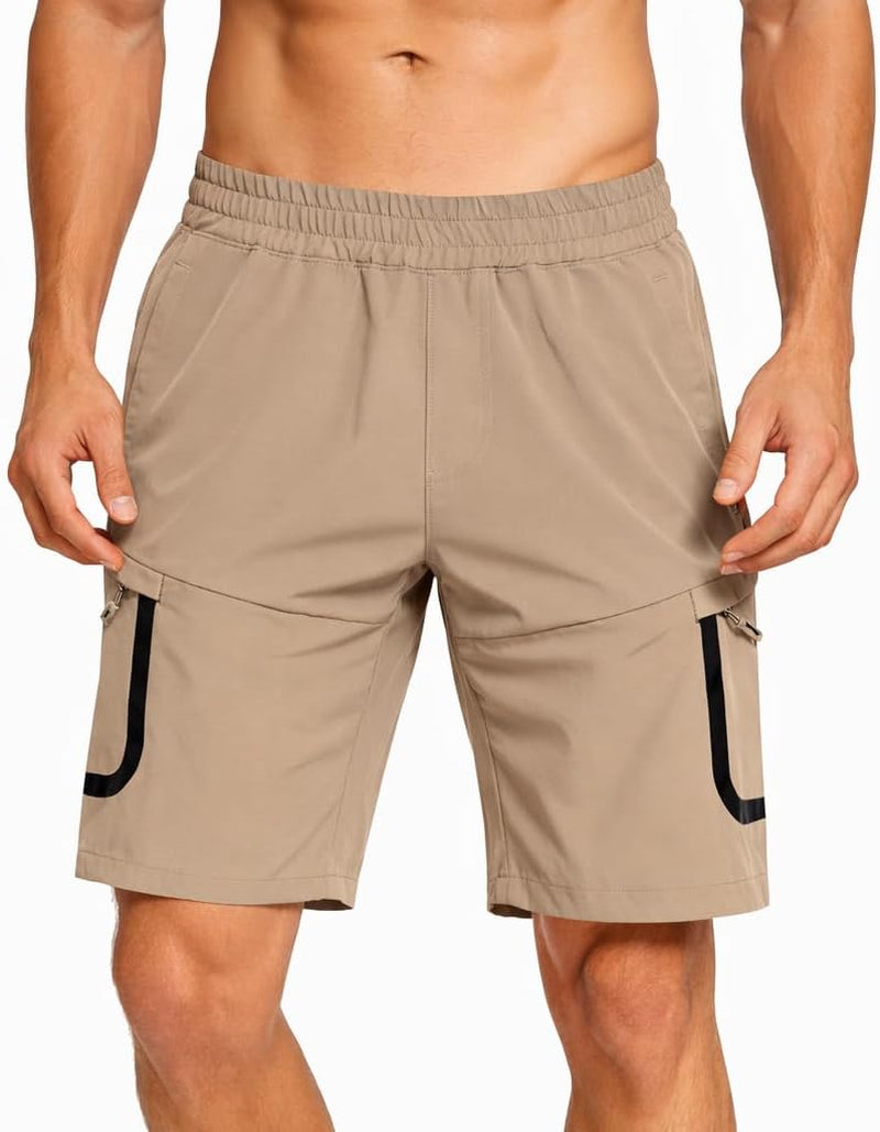 Men's Lightweight Quick-Dry Outdoor Sports Shorts with Zipper Pockets - Breathable Athletic Shorts for Hiking, Running, Gym, Travel, and Casual Wear
