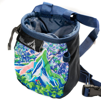 Rock Climbing Bag Sport Climb Chalk Pouch with Zippered Pocket, Brush Holder & Fleece Lining by