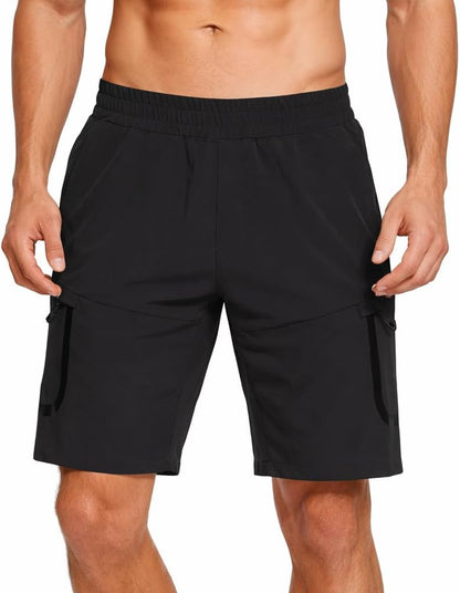 Men's Lightweight Quick-Dry Outdoor Sports Shorts with Zipper Pockets - Breathable Athletic Shorts for Hiking, Running, Gym, Travel, and Casual Wear